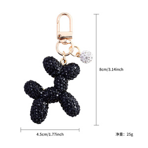 Bán Hot dễ thương bóng Puppy Mặt dây chuyền Kim cương Keychain đầy đủ Rhinestone động vật Búp bê mặt dây chuyền phụ kiện Keyring cho cặp vợ chồng sinh viên - Product Image 6