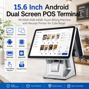 Terminal Punto de Venta Android de 15.6 Pulgadas con Pantalla Dual, RK3568, 4GB, 64GB, Táctil, con Impresora de Recibos para Tiendas Minoristas - Product Image 1