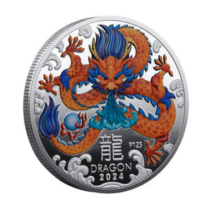 Gedenkmunt 2024 Jaar van de Draak Koningin Elizabeth II Antiek Imitatie Feng Shui Goud Zilver Dubbele Kleur - Product Image 5