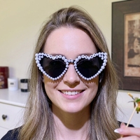 Lunettes en forme de cœur lumineuses pour future mariée, perles, décorations pour enterrement de vie de jeune fille, accessoires photo de mariage