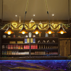 Retro in ferro stile Country canapa lampadario a corda vecchia lampada a sospensione a soffitto per tavolo da pranzo - Product Image 3