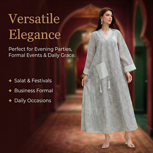 ชุดลำลองสไตล์อิสลามสำหรับผู้หญิง ดีไซน์กระเป๋าหลวมๆ ชุดเดรสยาว สวมใส่สบาย เหมาะสำหรับใส่ที่บ้าน จากผู้ผลิต - Product Image 2