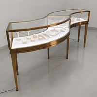 Vitrine de présentation pour bijoux et montres en acier inoxydable, avec verre transparent, design mobile et rotatif, personnalisable, comptoir de luxe antique