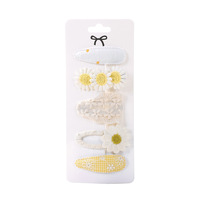 Ensemble de pinces à cheveux personnalisées avec logo, motif marguerite, accessoires capillaires imprimés, polyvalents pour le quotidien, mignons, en tissu, faits à la main, pour filles