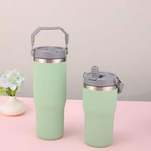 DD3865 Flip up <b>Straw</b> 30/20 oz Leak Resistant Stainless Steel Water <b>Bottle</b> with Handle Insulated Tumbler for Camping - Product Image 3