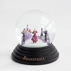 Castillo de cuento de hadas de princesa para niños, bola de nieve de poliresina personalizada, ornamento de lujo, recuerdo personalizado, globo de nieve