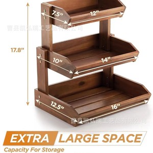Simple wooden storage rack, solid wood vegetable and fruit rack, desktop bread and dessert rack, <b>kitchen</b> spice rack - Product Image 4