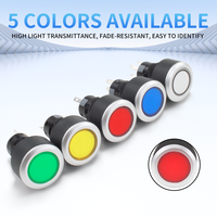 HUSA 22mm LA22Y Saklar Tombol Tekan 1NO1NC Self-Locking Momentary Full Illuminated LED IP65 Plastik Kontrol Industri Rumah Tangga