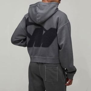 Ensemble de survêtement deux pièces pour homme, personnalisable, uni, avec sweat à capuche zippé gris chiné clair et pantalon de survêtement à jambes larges - Product Image 3