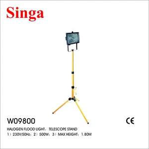 Singa w09800 holofote telescópico para área externa, portátil 500w, cabeça única, halogênio, para trabalho, tripé