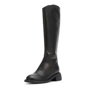 Bottes mi-hautes en cuir véritable pour femmes, élégance et durabilité combinées, chaussures décontractées en cuir de qualité supérieure, bottes mi-hautes - Product Image 1