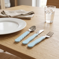 Ensemble cuillère et fourchette en silicone et acier inoxydable pour bébés et tout-petits, outil d'alimentation de voyage, entraînement à la table, sans BPA, écologique