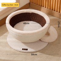 Grattoir pour chat en sisal en forme de tasse à café, grand espace, lit pour chat à 3 niveaux, meuble de grattage pour chats