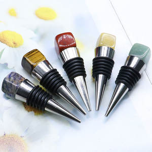 Usine Huiying fournissant des bouchons de vin en cristal pour cadeaux de mariage, bouchons de vin en jaspe rouge, artisanat - Product Image 3