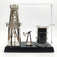 Trophée personnalisé en métal, modèle de dériveur de champ pétrolier, avec base noire, gravable sur mesure pour l'excellence corporative