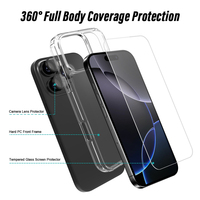 Étui 3 en 1 conçu pour l'iPhone 16 Pro avec protecteur d'écran en verre trempé Protecteur d'objectif de caméra