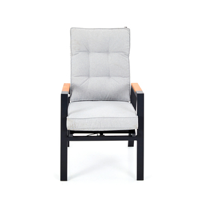 Fauteuil de jardin inclinable HOMFUL avec accoudoirs en teck incrusté, cadre en aluminium, dossier en tissu sling, coussins épais - Product Image 2