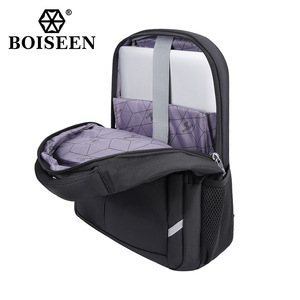 Boiseen Men's <b>Backpack</b> 15 Inches Black <b>Student</b> <b>Backpack</b> With Zipper Pocket For Leisure Travel - Product Image 2