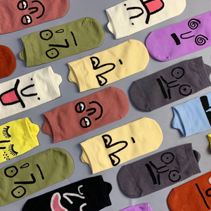 Chaussettes d'été en coton tricoté respirantes et amusantes à motifs émotionnels pour femmes, collection 2026 – Vente en gros - Product Image 2