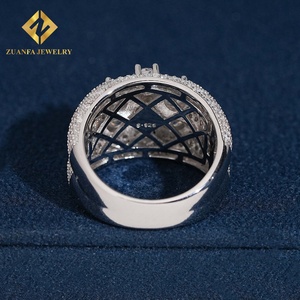 Anillo de banda ancha con diamantes de imitación ZUANFA JEWELRY, estilo hip hop, completamente cubierto de diamantes, plata 925, moissanita, brillante, para fiestas - Product Image 2