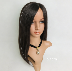 Perruque en cheveux humains lisses de 16 pouces, liée à la main, à clipser, légère, luxe, noir naturel, brun, respirante, pour tous les jours - Product Image 1