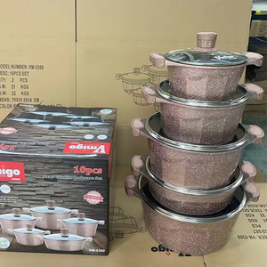 Nouveau design d'ustensiles de cuisine vente en gros d'ustensiles de cuisine antiadhésifs ensemble de 10 casseroles et poêles ensemble d'ustensiles de cuisine en aluminium recouvert de granit antiadhésif - Product Image 2