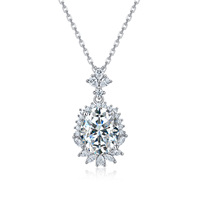 Collier pendentif ovale en moissanite en argent pur S925, bijoux en argent