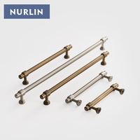 Poignées de porte de placard de cuisine en laiton massif Nurlin, style rétro français, bronze antique, poignées de tiroir, poignées de garde-robe, barre en T