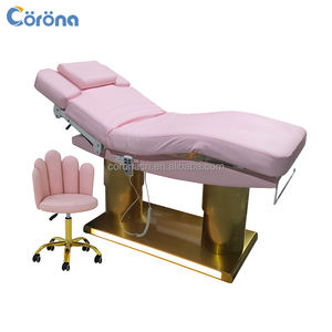 Chaise esthétique inclinable réglable personnalisée de haute qualité en forme de s lit de cils de salon électrique rose - Product Image 2