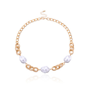 เครื่องประดับข้ามพรมแดนแบบยุโรปและอเมริกันเทรนด์แฟชั่นเสื้อสเวตเตอร์แบบสั้นชั้นเดียวมีไข่มุกเรขาคณิตบุคลิกภาพ - Product Image 6