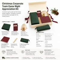 Kit Cadeau Personnalisé pour Soirée de Jeu d'Entreprise de Noël avec Tapis en Feutre, Cartes, Dés en Bois, Carnet, Crayons, Pochette et Boîte Cadeau - Fournisseur