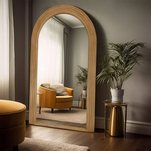 مرآة أرضية خشبية بطول كامل على شكل قوس من الشمال ، مرآة أرضية قائمة لغرفة المعيشة وغرفة النوم - Product Image 3