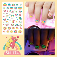 Autocollants et décalcomanies pour ongles en plastique 2D personnalisés pour enfants, motifs de dessins animés mignons pour enfants