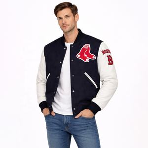 Chaqueta Varsity de Béisbol para <span class=keywords><strong>Hombre</strong></span> con Bordado de <span class=keywords><strong>Boston</strong></span> |   Logotipo Personalizable |   Chaqueta Bomber Elegante |   OEM ODM - Product Image 1