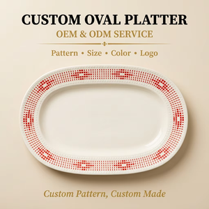Assiette ovale en mélamine à pois, logo personnalisé, incassable, 12 pouces, <span class=keywords><strong>plateau</strong></span> <span class=keywords><strong>de</strong></span> service pour restaurant, hôtel, buffet, traiteur - Product Image 1