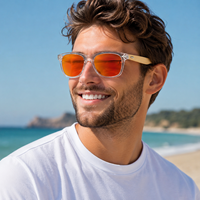 Lunettes de soleil polarisées avec monture transparente et branches en bambou, logo personnalisé