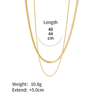 Hip hop délicat étanche plaqué or 18 carats double couche torsadé corde serpent lien chaîne collier ras du cou pour les femmes