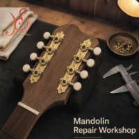 Mécaniques d'accordage de mandoline 4-en-ligne dorées avec boutons décoratifs couleur ivoire – HSXZ-636M