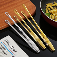 Pince à barbecue multifonctionnelle de style coréen moderne et minimaliste en acier inoxydable 304 pour plaques de cuisson en pierre et buffets ; couleur dorée