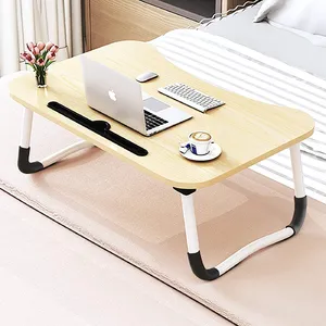 可折叠多功能便携式木制笔记本电脑桌膝上办公桌托盘，带Ipad和杯槽