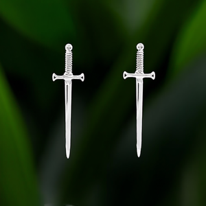 Punk <b>Sword</b> Drop Earrings Antique <b>Silver</b> Plated Alloy Unisex Fashion Jewelry - Product Image 2