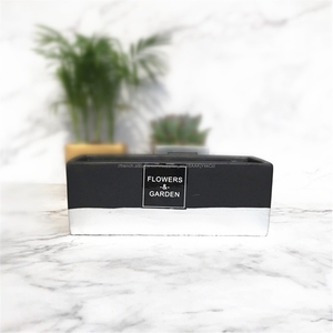 rectangulaire or détails en argent <span class=keywords><strong>noir</strong></span> blanc pots de fleurs de ciment béton succulente planteur - Product Image 5