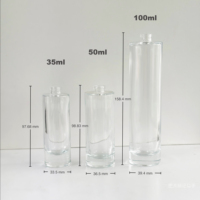 Flacon de parfum en verre cylindrique givré personnalisé de 35 ml, 50 ml, 100 ml, avec bouchon en plastique, impression de logo en sérigraphie, pulvérisateur à pompe, atomiseur personnalisé