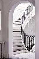 Escalier droit extérieur Tanlong en fer et bois, style américain moderne, avec rampe et main courante en bois massif pour salon