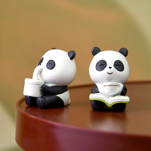 Panda Figurine Resin Craft Handmade Mini Animal Decor Home Desktop Gift - Product Image 2