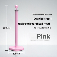 Poteau de délimitation de foule de luxe rose en acier inoxydable avec corde en velours, barrière décorative pour files d'attente, protection IP67 pour fêtes d'anniversaire et galas