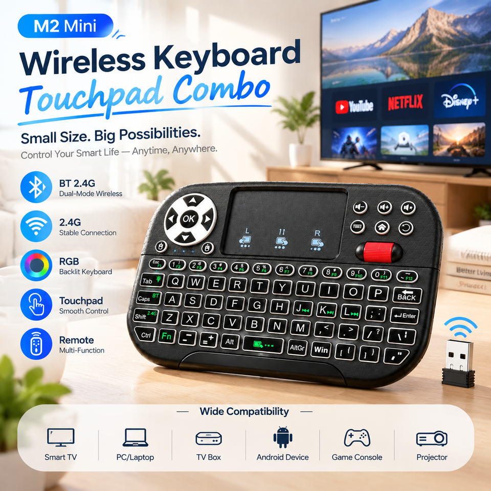 Mini Mouse Two Groovy M2 Mini Wireless Keyboard Mouse Touchpad DPI Adjustable 2.4G BT for ...
