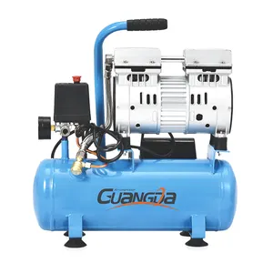 Portable small size 9 liter silent oil free piston air compressor