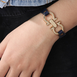 Geometric PU <b>Leather</b> <b>Bracelet</b> Zinc Alloy Minimalist Jewelry Multicolor Fashion Accessory - Product Image 4