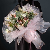 Papier d'emballage pour fleurs, film PE double face à bord doré, translucide, mat, imperméable, écologique, fait main, vente chaude
